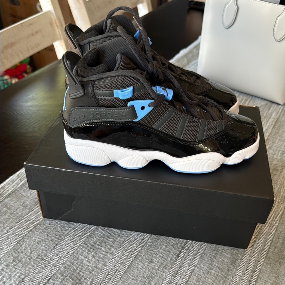 Jordan Black and Blue Sneakers High-Top Classic